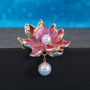 [fenggongshuode] New Chinese Style Lotus Brooch Imitation Pendant Pink Flower Plant Pins Womens Banquet Clothing Jewelry Accessories Gift