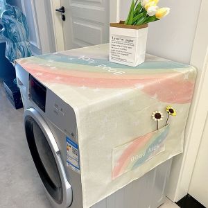 ผ้าคลุมเครื่องซักผ้า ฝากันน้ำ ผ้าฝ้ายเปิดตู้เย็น 2 ชั้นป้องกัน Bask In Dust Cover ไมโครเวฟ ผ้าคลุมเตาอบ ผ้าขนหนู