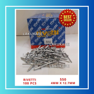 Paku Rivet Rivetti 550 4mm x 12.7mm Blind Rivet Isi 100 Pcs