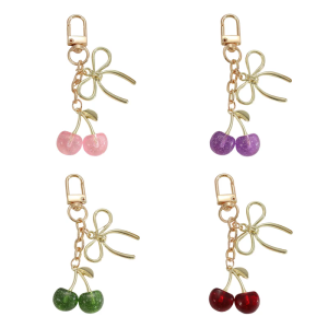 เสน่ห์พวงกุญแจเชอร์รี่ที่น่ารักสำหรับกุญแจกระเป๋าดีไซน์เครื่องประดับเมเทลงานฝีมือ9ซม. 4สีอินเทรนด์