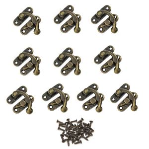 KECTTIO Rustproof Iron 10Pcs Box Accessories Bag Accessories DIY Jewelry Box Wooden Box Lock Gift Box Clasp Lock Hook Horn Lock Hasps Concealed Buckle