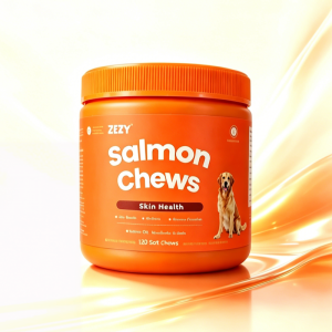 ZEZY Salmon Soft Chews 120 soft chews for Skin Coat Health Boost Immune System Support Skin Moisture for All Dog Breeds