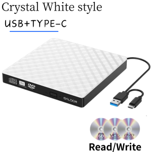 【Local Stocks】Portable External DVD/CD RW Drive Burner Writer (USB 3.0 and Type C + Type A)