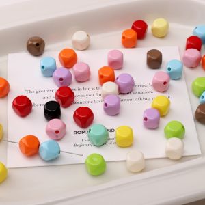 8mm 5-20pcs/bag Acrylic Oblique Cut Square Beads Large Hole Pillar Loose Spacer Beads For DIY Bracelet Necklace Earring Keychain Phone Strap Craft Jewelry Making Accessories