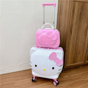 New 14+20 Inch Carrier 2 Piece Kids Girl Pink Cabin Travel PC Suitcase Sets With Wheels Trolley Roller Luggage Cosmetic Bag Boarding Case Free Shipping