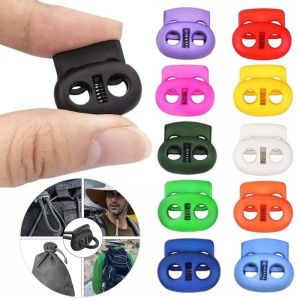 JURHOMIE 10Pcs Adjustable Cord Lock Two Hole Clip Plastic Stopper High Quality Spring Mechanism Cord Tighten Buckles For Sportswear/Shoes/Elastic Band