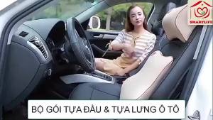 Bộ Gối Tựa Đầu Lưng Cao Su Non Cho Xe Ô Tô Êm Ái Mềm Mịn Hỗ Trợ Cột Sống