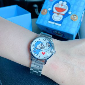 นาฬิกาข้อมือแฟชั่น ลายการ์ตูน สายเลทตัดสายได้ ขนาด30mm พร้อมกล่องโดราเอม่อนน่ารักๆ