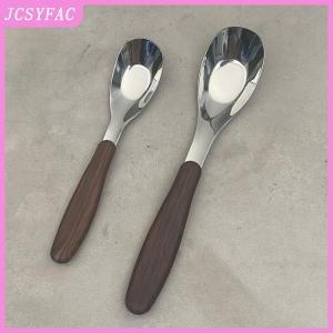 JCSYFAC Stainless Steel Spoon With Imitation Wood Grain Handle Home Kitchen Tableware Dinnerware Dinner Dessert Rice Soup Spoons Gadgets