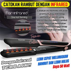 Kemei Catok Rambut 2 in 1 KM-2212 Infrared Layar LCD 4 Pilihan Control Suhu 160°C-220°C Power 50W-TC