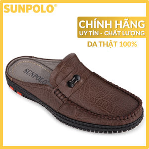 Dép Sapo Nam Da Bò SUNPOLO SUT274 (Đen Nâu)