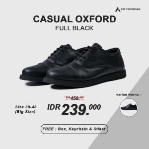 ARF CASUAL OXFORD FULLBLACK Sepatu Kulit Pantofel Pria Kerja Kantor Terbaru Formal Pentopel Pantopel Fantofel Hitam Original Kasual