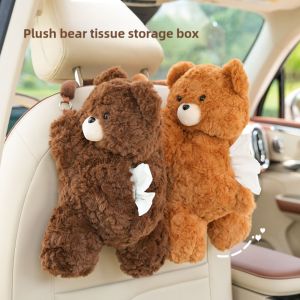 CHUAN Animal Doll Plush Bear Tissue Holder Universal Cartoon Car Tissue Box Easy To Install Cute Napkin Organizer Dispenser Vehicle