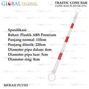 Safety Traffic Cone Bar Reflective ABS Retractable Cone Pole / Cone Bar Penghubung Kerucut Penghalang Jalan