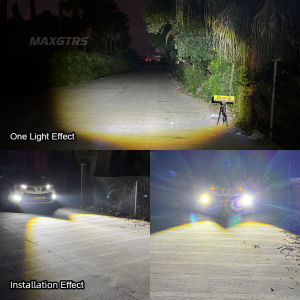 MAXGTRS 2pcs Automotive H7 H11 H8 HB3 HB4 9005 9006 Laser Headlight Bulb Mini Projector Lens Light Auto LED Fog Light 3000K Gold LED