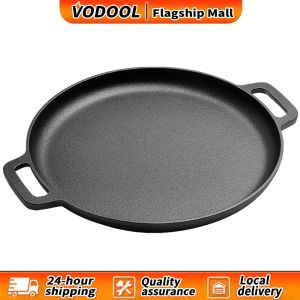 【Fast delivery】 Premium 30cm Cast Iron Skillet Pan with Dual Handles Ideal for Pizza Steak and Breakfast Cooking