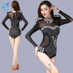 ยุโรปและอเมริกา rhinestone jumpsuit ชุดการแสดงปาร์ตี้บาร์ชุดเต้นรำเซ็กซี่ชุดนักร้องบนเวทีชุดการแสดงทำด้วยมือเพชรสดใส