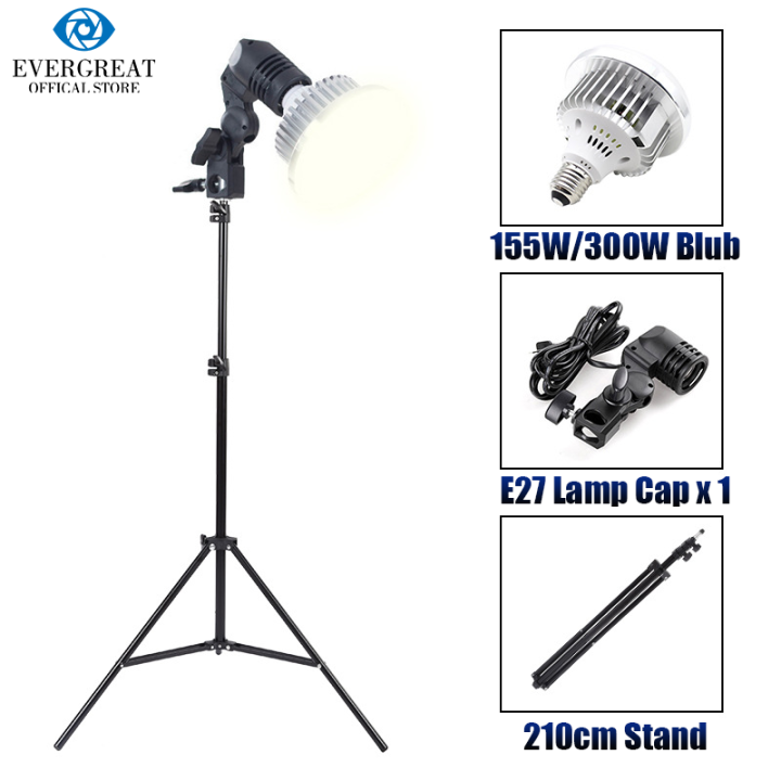 155/300W E27 Light Bulb with 210cm Stand Photography Lighting Set Photo