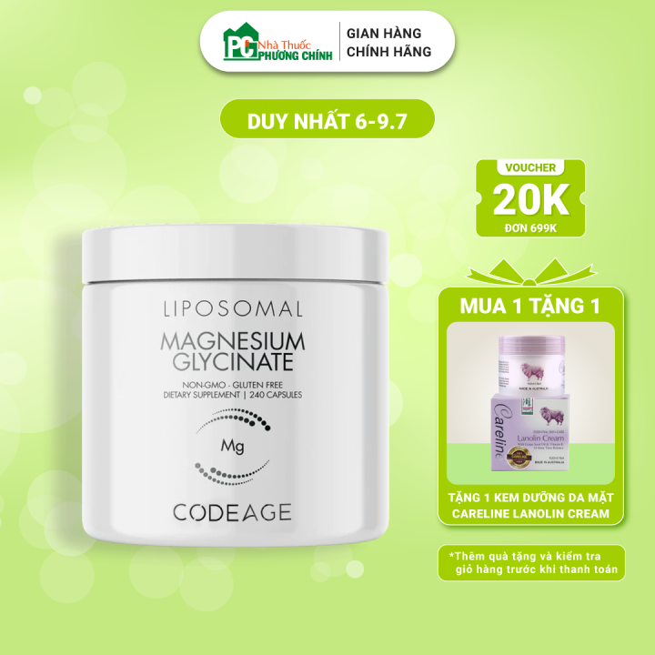 Viên Uống Bổ Sung Magie Codeage Liposomal Magnesium Glycinate Hỗ Trợ Sức Khỏe Cơ Xương Giảm