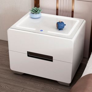 [CozyNest ]Smart Bedside Cabinet Multi-Functional Wireless Charging Small Bedside Fingerprint Lock Storage Cabinet