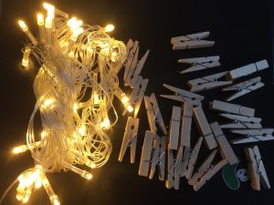 COMBO 20 KẸP ẢNH GỖ THÔNG +1 DÂY ĐÈN LED XÀI ĐIỆN TRANG TRÍ PHÒNG DECOR PHÒNG