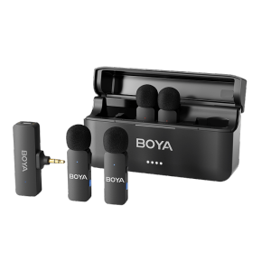 Boya BY-V4 Bốn-Kênh Không Dây Micro dây chuyền Mini Micro cài ve áo Với Sạc Lưu Trữ Box Đối Với iPhone Android 3.5Mm iPhone máy tính Android Tik Youtube ghi video Vlog phát trực tiếp Phỏng Vấn
