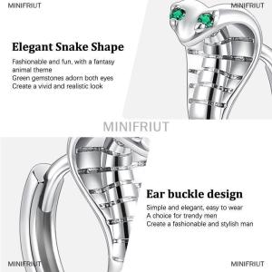 [COD] MINIFRIUT Fashion Punk Gothic Copper Zircon Green Eye Snake Earrings For Men Women Hip Hop Personality Cool Cobras Hoop Earrings Jewelry