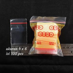 Plastik Klip/Kantong Zipper Ukuran 4cm x 6cm / 6cm x 4cm isi 100Lbr