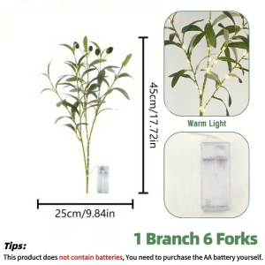 LED Green Olive Tree Light Simulation Olive Leaf Lamp Tabletop Decoration Christmas Festive Decorations