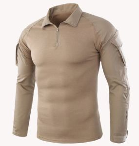 เสื้อคอมแบทเชิ้ตฝึกยุทธวิธีทหารแขนยาวเหมาะเดินป่า ลาดตระเวนโจมตีต่อสู้ เสื้อผ้ายืดไมโครสเปนเดกซ์ผสมผ้าลายตาราง ST05