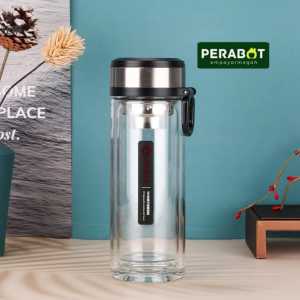 [Ready Stock] Double Layer Glass Filter Tea Cup/ 450ML Double-Layer Heat-Resistant Glass Cup