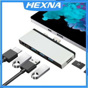 Hexna Surface Pro 6/Pro 5/Pro 4 Hub Docking Station with 4K HDMI Port3X USB 3.0 Ports(5Gps)SD/TF Slot Momery Card Reader Converter Combo Adaptor for Surface Aluminum Alloy