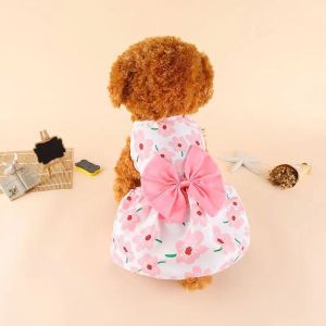 Pet bow print dress dog dress cat dress cute dog dress princess style