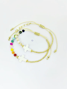 Bohemian Crucifix Beaded Bracelet Wrist Chain With Multicolor Beads For Women Handmade
