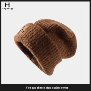 Hayating Big Head Circumference Cute Embroidered Letters Puppy Autumn And Winter Womens Warm Knitted Thickeneded Windproof Woolen Hat