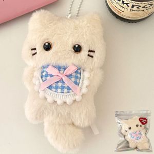 DADOMYD Soft Feel Stuffed Cat Pendant Cute Stress Relief Chef Bear Keychain Black White Kitten Plushie Toy Backpack Decor