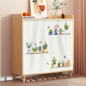 Cabinet Curtain Cover Cloth With Hook & Loop Tape For Kitchen Sink Cabinet Wardrobe Cupboard Book Shelf Shoe Cabinet Rack Dust Cover Short Curtain