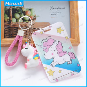 【Howdi Car Outlets】Dây buộc thẻ ID tín dụng khâu di động hoạt hình cho học sinh Hộp đựng thẻ Búp Bê 3D đồ đựng thẻ móc khóa