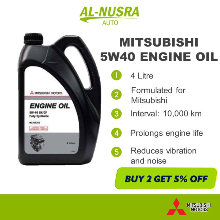 MITSUBISHI 5W40 ENGINE OIL 4L MINYAK HITAM FULLY SYNTHETIC 5W-40 MINYAK ...