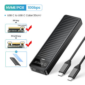 ORICO USB 3.2 Gen 2 M.2 NVME/SATA SSD Enclosure 10 Gbps Solid State Drive Enclosure Support UASP Trim for NVME/SATA SSDs 2242/2260/2280