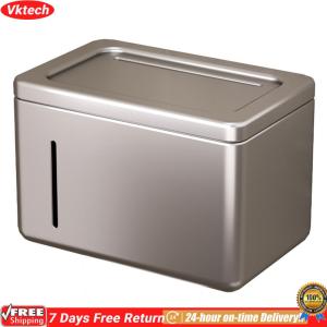 【Ready】【Vktech】Square Wall Mounted Storage Box with Lid Waterproof Toilet Paper Box Aluminum Alloy Toilet Tissue Box for Washroom