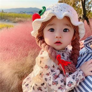 NOVAWEAR Handmade Infant Knitted Hat Wig Cute Warm Baby Hat Wig Newborn Braid Wig Cap Soft Winter Photography Props Hair Accessories Fashion