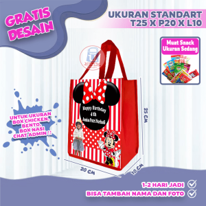 (70 PCS) Goodie bag ultah free desain tas ultah free nama dan foto tas souvenir ultah gratis desain suka suka tas muat snack ultah