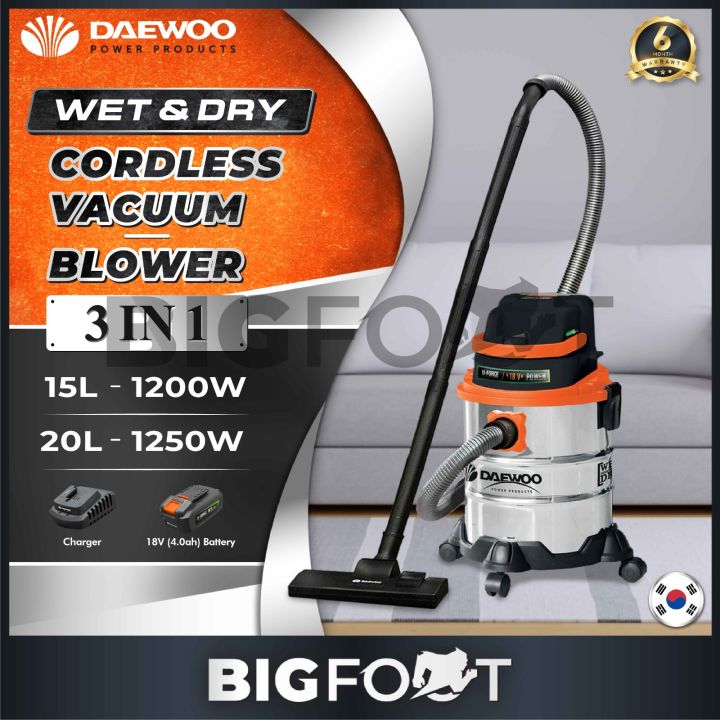 (Cordless) Daewoo 18V Cordless Battery Vacuum Cleaner 15L / 20L Wet