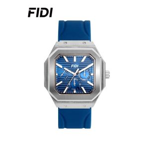FIDI Mens Square Quartz Watch Youth Fashion Sports Style 30ATM Waterproof Multi functional with Night Light