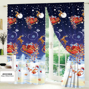 【Free Shipping】6pcs Christmas Curtain Party Decoration Red Green Curtains on Sales for Window Door Room Kurtina Sale Christmas Decorations for Home 100x210cm Room Decors Home Living