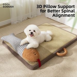 OUTOPEN Scratch Resistant Dog Sleeping Mattress Breathable Fish Shaped Pillow Pet Sofa Bed Comfortable Non-slip Dog Floor Mat Hot Weather