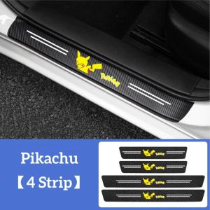 PRINT 4pcs Sticker Pelindung Sill Plate Stiker Bunga Camelia Doraemon karton Pikachu Pelindung Pijakan Lantai Pintu Mobil Universal