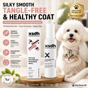 Pet Detangling Spray 100ml | Remove Knots & Tangles | Smooth & Shiny Coat | Anti Frizz Grooming Spray for Dogs & Cats