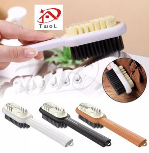 TWOL SHOP 2-in-1 Leather Shoe Brush/Cleaning Brushes for Suede Boots Bags Shoes/White Rubber Scrubber Cleaner Home Cleaning Tool